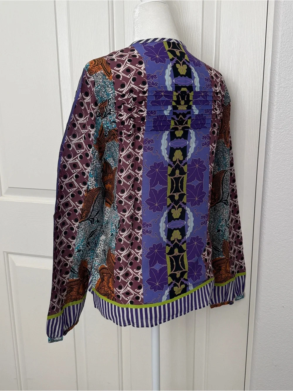 Etro Purple Multicolor Printed Long Sleeve Blouse - Picture 4 of 9